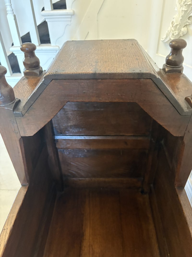 Antique William and Mary Quality Oak Panelled Rocking Crib - Image 6